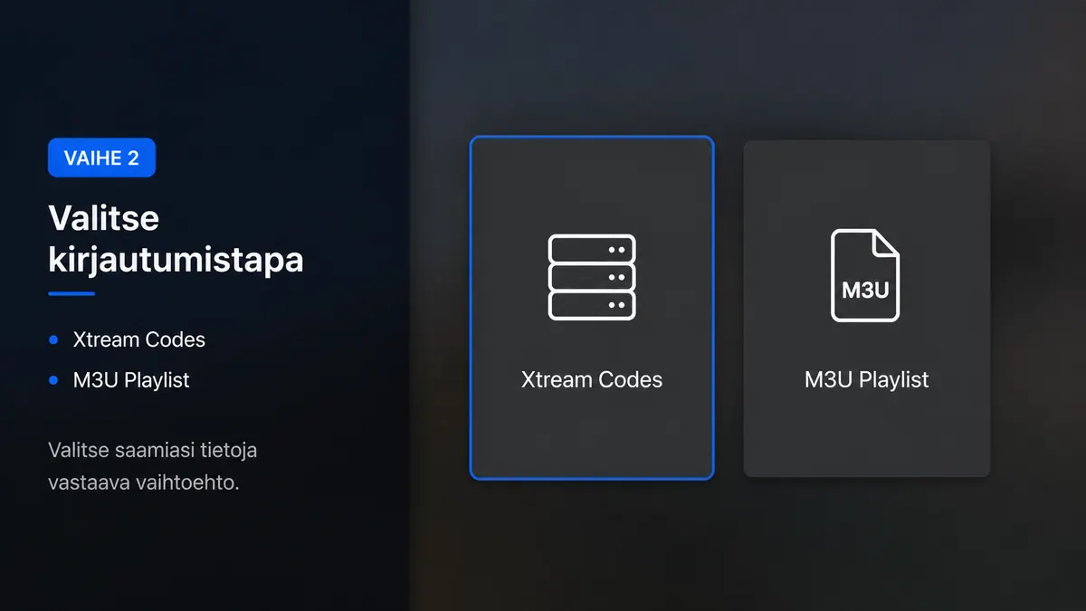 iPlayTV ohjeet vaihe 2 – valitse Xtream Codes tai M3U